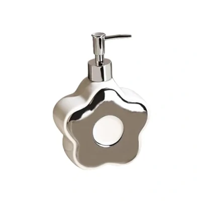 Immagine di Liquido Dispenser di lozione da 350 ml/12,3 once sapone per le mani a forma fiore in ceramica piatti riutilizzabile Cucina e bagno