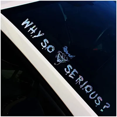 Immagine di Adesivo per parabrezza con scritta &quot;Why so serious? Joker FS56 posteriore, auto, colore argento