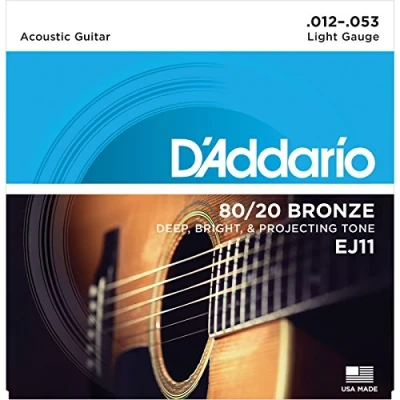 Immagine di D&#039;Addario Corde Chitarra Acustica per EJ11 Set Ej 80 20 Brz Rnd Wnd, 12 53