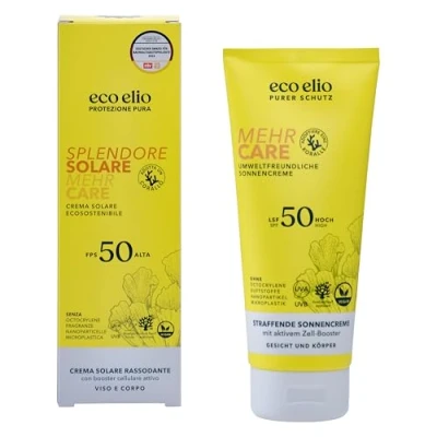Immagine di eco elio Crema solare viso SPF 50 200ml &quot;Splendore Solare&quot; Protezione pelle sensibile corpo reef safe senza profumo, octocrylene e microplastiche