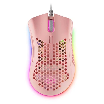 Immagine di Mars Gaming MMEX Rosa, Mouse RGB, 32K DPI, Cavo Piuma, Switch Ottici