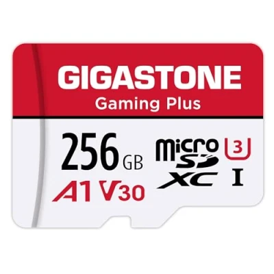 Immagine di Gigastone Scheda di memoria Micro SDXC da 256 GB Gaming Plus Seriale, Velocità riproduzione fino a 100 MB/s. Compatibile con Switch Dashcam GoPro Canon Nikon DJI Drone, A1 U3 V30 adattatore SD.