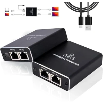Immagine di Switch Ethernet 3 Porte 1000Mbps di rete LAN RJ45 1 a sdoppiatore Gigabit Con Cavo USB 3.0 Type C Splitter per Computer, HUB, Switch, Set top box, TV e altro