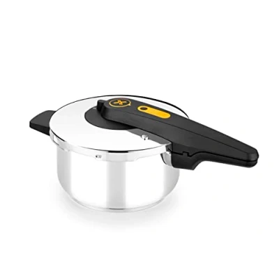 Immagine di BRA Pentola a Pressione Rapida 4 L, Apertura Forbice, Acciaio Inox 18/10, Facile Da Usare E Sicura, Adatta Tutti I Tipi Di Fornelli All’Induzione