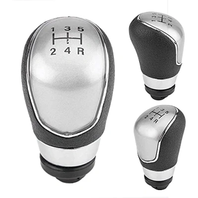 Immagine di Pomello Leva Cambio Completo Compatibile con Fiesta MK7 Focus MK2 MK3 C Max B S Kuga Galaxy 5 Marce Ricambio Impugnatura Lente Grigio Argento