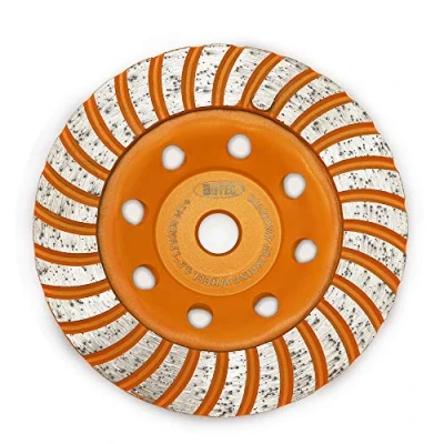 Immagine di Mola diamantata per superficie a tazza, BGTEC 1 pezzo Disco smerigliatrice in cemento Turbo Row da 115 mm con filettatura M14 angolare, marmo pietra granito