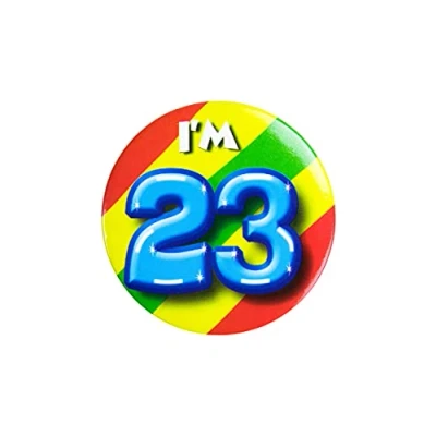 Immagine di PD Party 6014723 Compleanno Distintivo/Spillo Badge Celebrazione Festa I&#039;m 23, Multicolore, 5.5cm Lunghezza x Larghezza 0.5cm Altezza