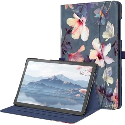 Immagine di FINTIE Custodia per Samsung Galaxy Tab A9+ 11 Pollici 2023, [Multi angli] Slim Fit Stand Cover Case con Tasca Auto Sveglia/Sonno A9 Plus (SM X210/X216/X218), Blooming Hibiscus