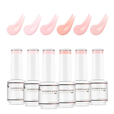 Immagine di Nicedeco 4 in 1 Professionale Base Rubber Gel Kit Smalto Semipermanente Nudo per Unghie UV LED Soak Off Set 37, 6X8ML