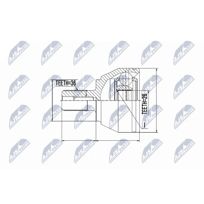 Immagine di NTY NPZ FR 016 Kit Giunto Omocinetico Assale anteriore Dx, Sx FORD: Focus 2, 2 Kombi, C Max, VOLVO: V50, S80 II, C30