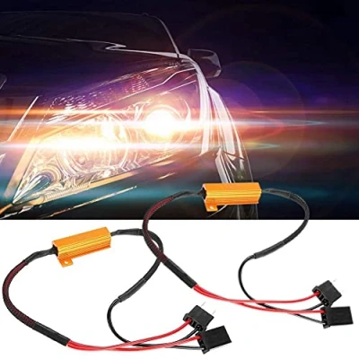Immagine di Duokon 2 pezzi LED Resistenza di Carico, 2.5A Decodificatore Lampeggiante Per Lampadina Anti hyper Flash Cablaggio Carico Errore, H7