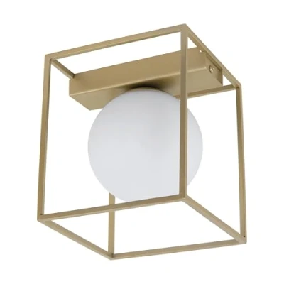 Immagine di Eglo Lampada da soffitto Vallaspra, 1 lampadario soffitto, materiale: acciaio, colore: champagne, vetro: bianco, opale opaco, attacco: E14