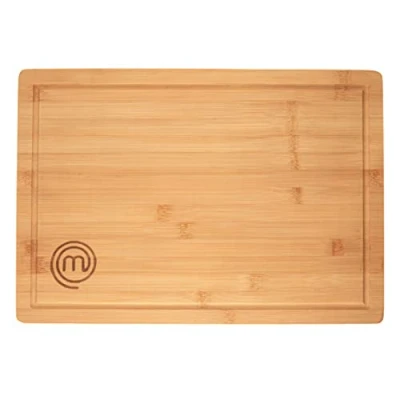 Immagine di MasterChef Tagliere Legno da Cucina, Asse per Pane, Pizza, Aperitivo e altro, Bamboo, con Scanalatura del Succo, 39cm x 27cm 3cm
