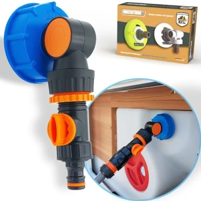Immagine di MaJoCompTec® WATERTWIN adattatore di riempimento per serbatoio dell&#039;acqua, camper, caravan, compatibile con Gardena (FLEX, tappo del IG60, filettatura grossa)