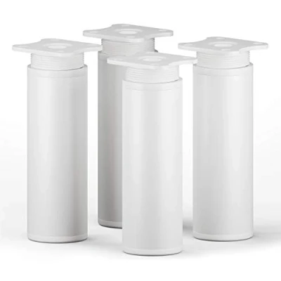 Immagine di sossai® Gambe per mobili MFR1 set di 4 regolabili in altezza Altezza: 120 mm (+20mm) Design: Bianca Forma rotonda: 40 x Viti inclusi