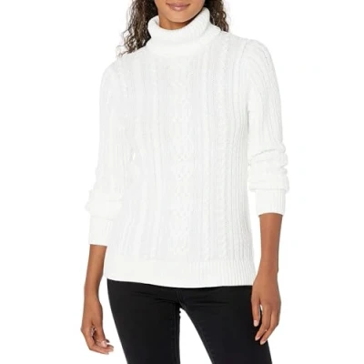 Immagine di Amazon Essentials Maglione A Collo Alto Intrecciato con Screziatura (Taglie Forti Disponibili) Donna, Bianco, 6XL Plus
