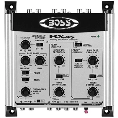 Immagine di 1 crossover compatibile con BOSS AUDIO SYSTEMS BX45 elettronico a 2/3 vie equalizzatore 3 uscite front/rear/subwoofer controllo remoto subwoofer incluso, pezzo
