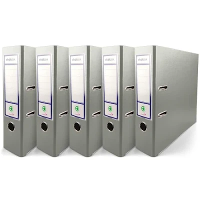 Immagine di Netuno 5x raccoglitore anelli a4 grigio registratore rigido con dorso 8 cm carte archivio faldone ufficio cartone documenti portadocumenti