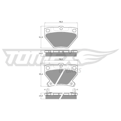 Immagine di TOMEX brakes TX 13 77 Kit pastiglie freno Assale posteriore con segnalatore acustico usura TOYOTA: Yaris I Hatchback, Corolla IX Hatchback