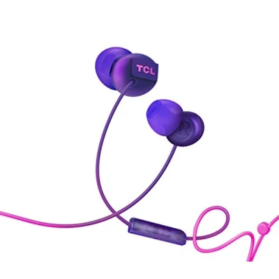 Immagine di TCL SOCL300 In Ear Headphones con microfono (isolamento acustico, Secure Fit, e telecomando integrati per il controllo di musica chiamate, cancellazione dell&#039;eco), Viola