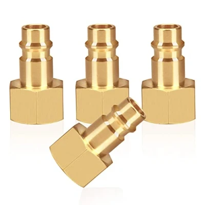 Immagine di Raccordo aria compressa 4pz con filettatura interna 3/8 &quot;filetto femmina in ottone pollici spina di accoppiamento presa del tubo della valvola filettata