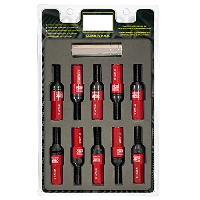 Immagine di Omp Speed Set di viti Performance con protezione in alluminio M12X1.5 Hex: 17 19 L 28 mm, colore rosso 7075+DIN 12.9, 20+1 per scatola