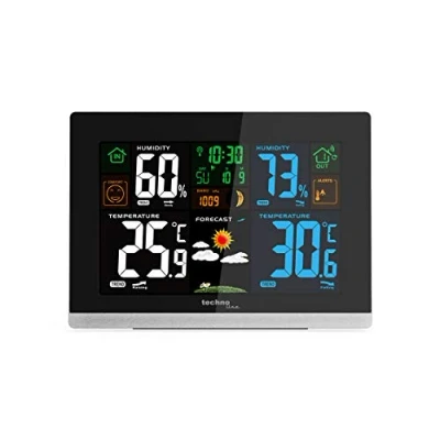 Immagine di WS 6462 Stazione meteorologica radio, temperatura interna, esterna, umidità dell&#039;aria, indicatore di tendenza, punto rugiada, display a colori, orologio radiocontrollato, fasi lunari