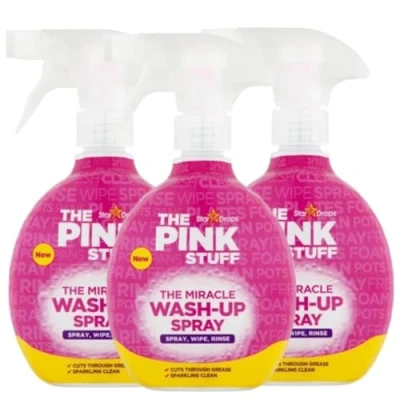 Immagine di The Star Drops Pink Stuff Miracle Detergenti Multiuso Per L&#039;igiene Della Casa (3, Detergente Spray Stoviglie E Superfici 500 Ml)