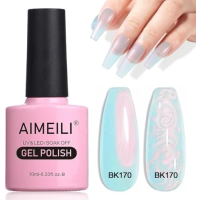 Immagine di AIMEILI HEMA FREE Pearl Shell Smalto per Unghie, Bianco Perlato Semipermanente Unghie Glitter Shimmer Mermaid Gel Soak Off UV LED Effetto Perla e Spirale (170) 10ml
