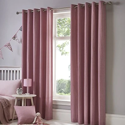Immagine di Fusion Sorbonne Coppia di Tende con Occhielli, 100% Cotone, Tela, Blush, 66 Width x 54 Drop (168 137cm)