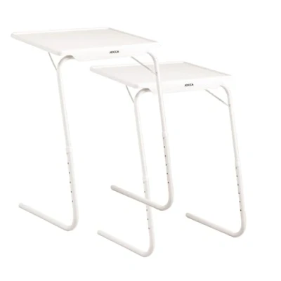 Immagine di Jocca Set 2 Tavolino pieghevole per divano da salotto Tavolo con altezza regolabile Tavolini Pieghevoli Risparmio di spazio 3 posizioni Regge fino a 10 kg Colore bianco (2 unit)