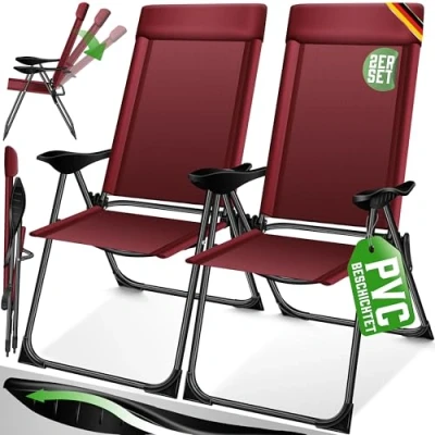 Immagine di KESSER® Set di 2 sedie da Giardino, Sedia Pieghevole in Alluminio con Schienale Alto Regolabile 7 direzioni braccioli, Balcone, Campeggio Traspirante