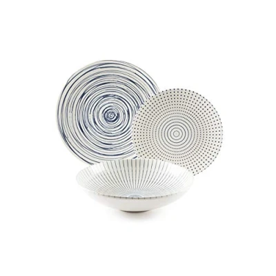 Immagine di Excelsa Hanami Servizio Piatti 18 Pezzi, Ceramica, Bianco e Blu