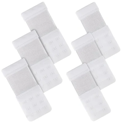Immagine di kurkip 6 pezzi di estensione del reggiseno, prolunga reggiseno a 3 file 2 ganci ganci, gola sostegno, morbido comfort elastico, adatto per le donne, bianco, Taglia Unica