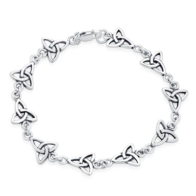 Immagine di Bling Jewelry Bracciale Spirituale Ispirazionale Cristiano Di Fede Irlandese Con Nodo D&#039;Amore Celtico Triquetra Trinità Per Donne Adolescenti In Argento Sterling .925 Ossidato
