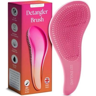 Immagine di Migliore Spazzola Districante Scioglinodi per Capelli Bagnati, Asciutti, Sottili, Folti e i Più Piccoli Tutti tipi di Capelli. Basta nodi (Rosa/Arancio) Lily England