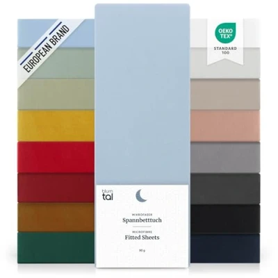 Immagine di Blumtal Lenzuolo con Angoli Una Piazza e Mezza 120x200 cm sotto in Microfibre Certificato Oekotex Lenzuola Colore Celeste