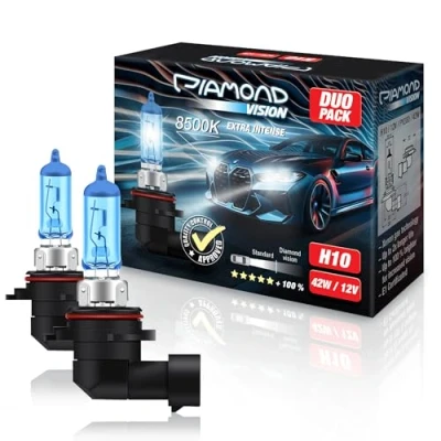Immagine di Diamond Vision 2X H10 42W 12V Xenon Look Lampade alogene per auto 8500K Super Ultra White Extra durevole Marchio E PY20D