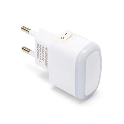 Immagine di VELAMP Froot Luce notturna LED con pulsante ON/OFF Compatta ed elegante, illuminazione naturale Salvaspazio Perfetta per camere da letto, corridoi, bagni e camerette Colore Bianco