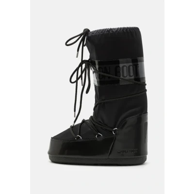 Immagine di Moon Boot ICON Glance Unisex Stivali con i lacci, Taglia: 39 41, Black Finta pelle / tessuto
