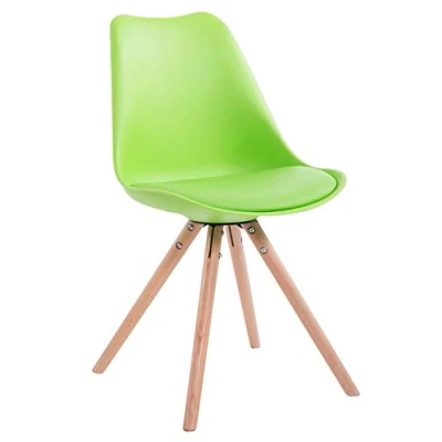 Immagine di CLP Sedia Design Rosa Toulouse Imbottita in Similpelle da Pranzo con Scocca Polipropilene Visitatore Telaio Legno, Colore:verde, Colore del telaio:natura