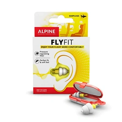 Immagine di Tappi Alpine FlyFit Regola la pressione per prevenire dolore al timpano Filtri morbidi studiati viaggiare Materiale ipoallergenico confortevole riutilizzabili