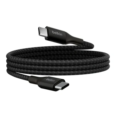 Immagine di Belkin BoostCharge cavo di alimentazione da USB C a C, ricarica rapida con 240 W Power Delivery, certificato IF per MacBook, Chromebook, Samsung Galaxy, iPhone 15 e altri, 1 m, nero