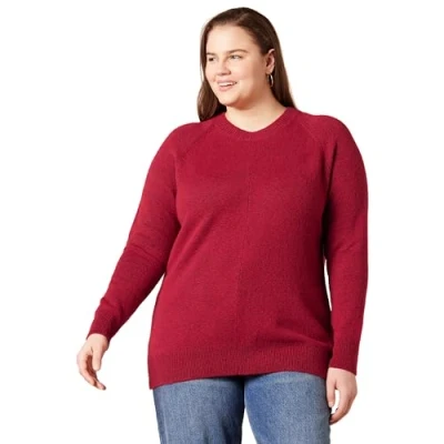 Immagine di Amazon Essentials Maglione Girocollo Morbido a Maniche Lunghe dalla vestibilità Classica Donna, Rosso Scuro, XL