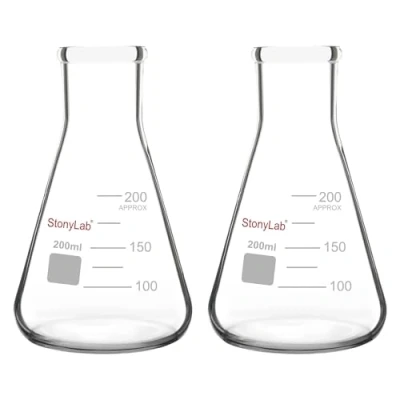 Immagine di StonyLab 2 Pezzi Boccette di Erlenmeyer a Bocca Stretta 200ml con Bordo Resistente Narrow Mouth Flasks