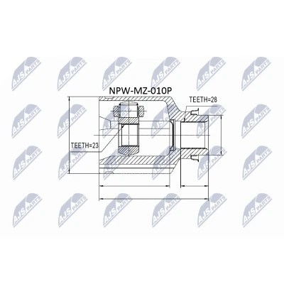 Immagine di NTY NPW MZ 010P Kit Giunto Omocinetico Assale anteriore Dx, sul lato del cambio