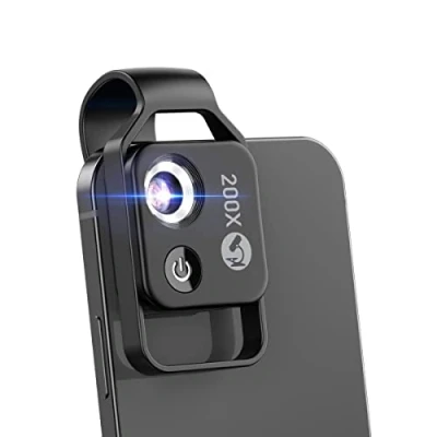 Immagine di microscopio telefono per bambini, 200x con CPL,2 modalità di luminosità, non necessita app Microworld