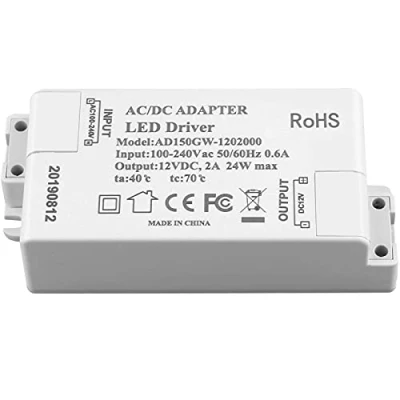 Immagine di Adogo trasformatore LED, alimentazione: 24W, 12 V CC, 2 A, tensione costante per strisce LED e lampadine a G4, MR16, MR11, White, 24 W 24.00watts 12.00volts