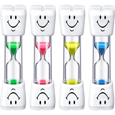 Immagine di PIQIUQIU 4 timer a clessidra, lavarsi i denti per bambini, 3 minuti, conto alla rovescia, denti, giochi, cucinare, ufficio (colori casuali)