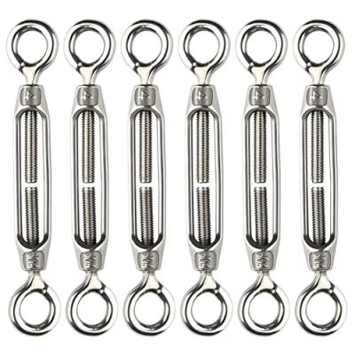 Immagine di 6 Pezzi M4 Tenditore Acciaio Inox 304 Filo Regolabile Tenditori Occhiello e per Cavi in ​​Acciaio Funi